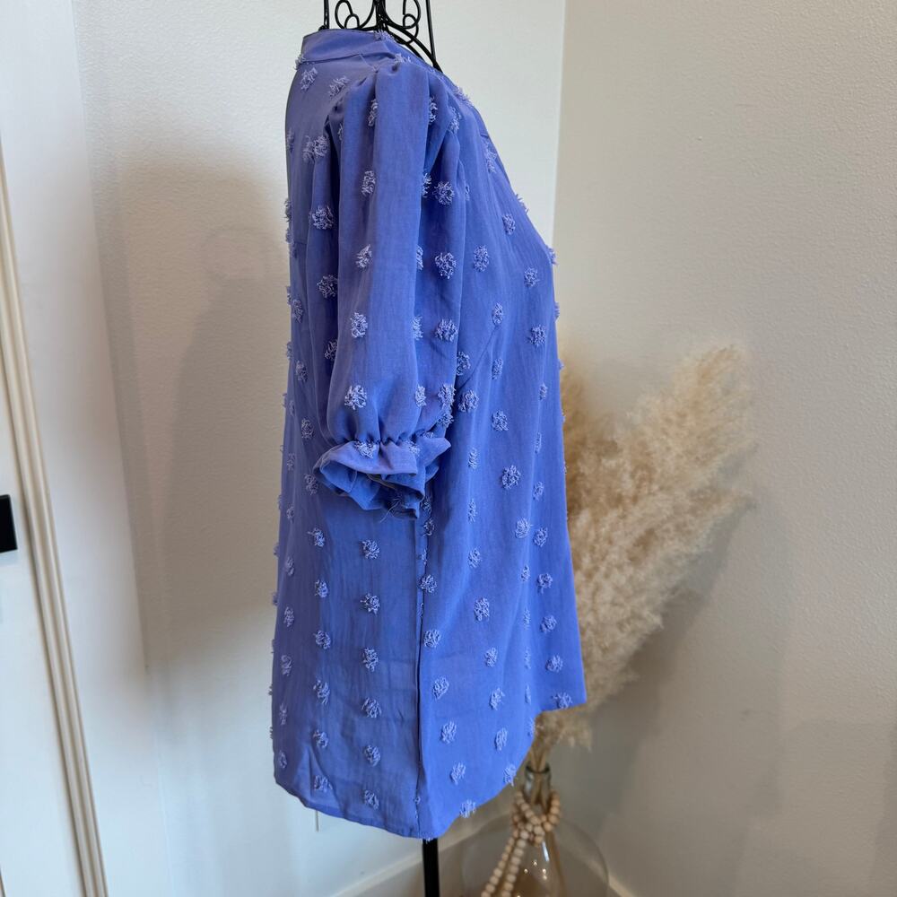 Blooming Jelly Boutique Purple Swiss Dot Chiffon Feminine Puff Sleeve Blouse-Med - Picture 4 of 7